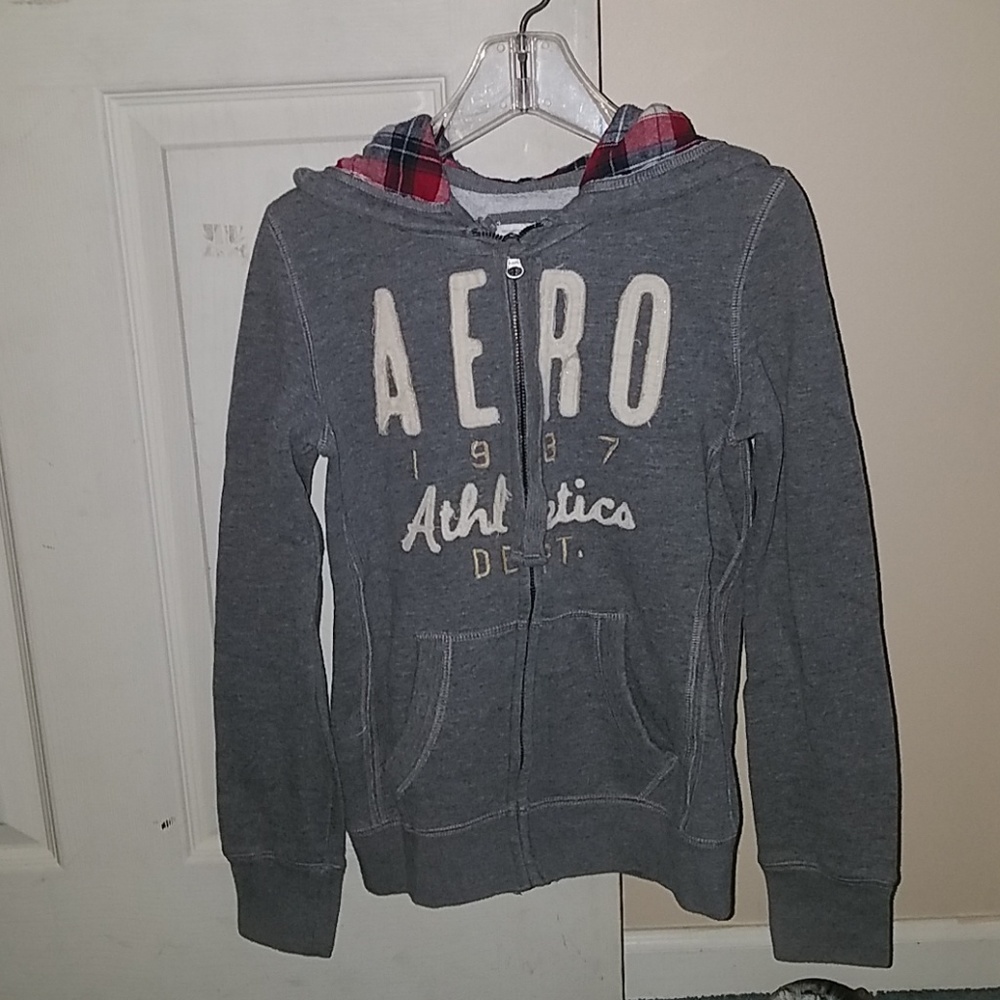 Aeropostale Grey Zipper Jacket with Hoodie